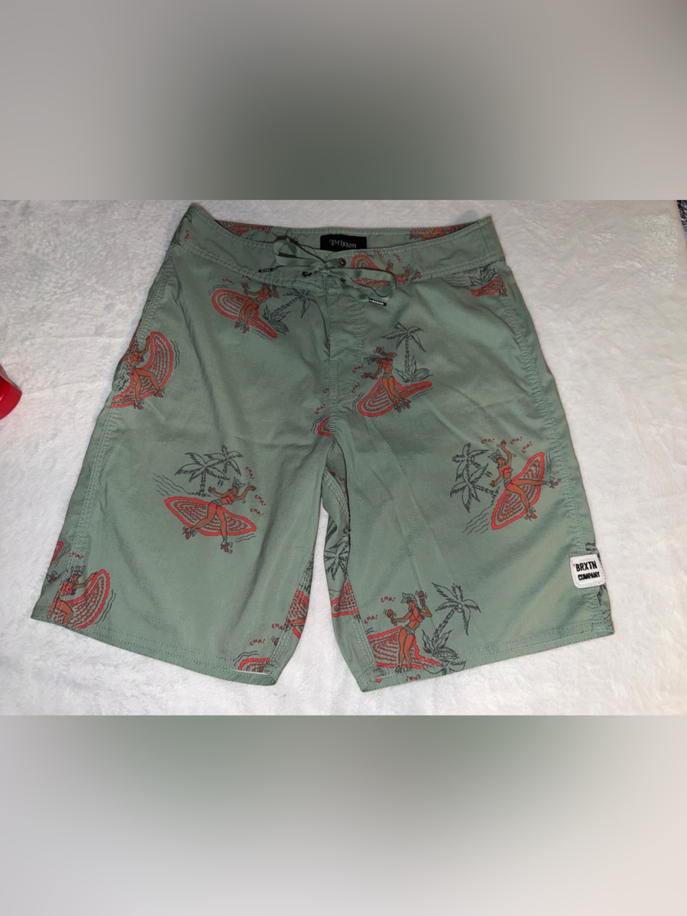 Brixton Men’s Green Hula Grill Surf/ Tropical Print Board Shorts- Size 28